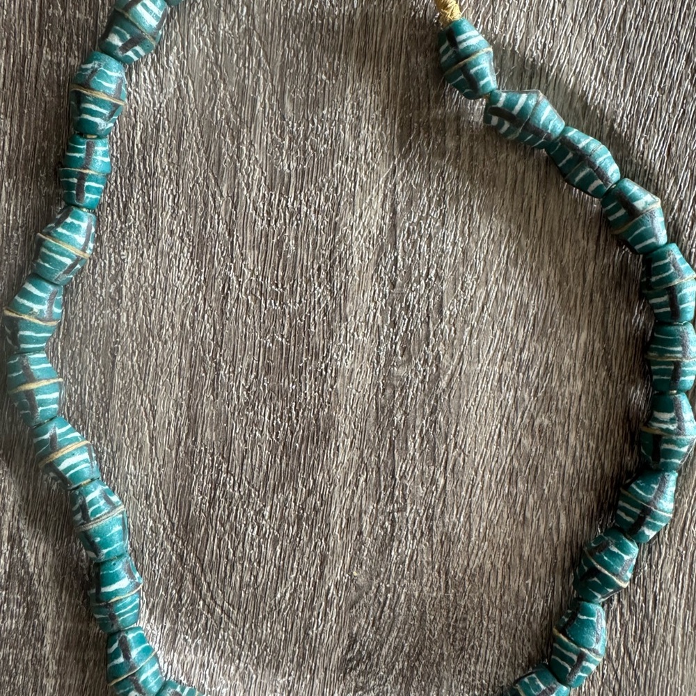Handmade Hand Crafted African Beaded Elegant Heavy Stone Blue Beaded Necklace